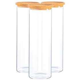 Argon Tableware - Glass Storage Jars with Cork Lids - 2 Litre - Pack of 3
