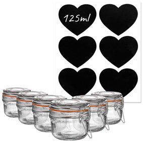 Argon Tableware - Glass Storage Jars with Labels - 125ml - Orange Seal