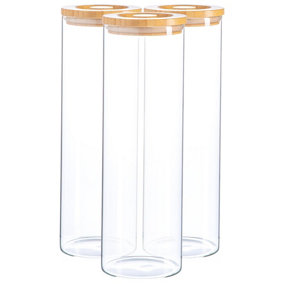 Argon Tableware - Glass Storage Jars with Wooden Lids - 2 Litre - Pack of 3