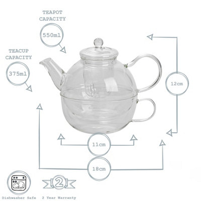 Argon Tableware - Glass Tea For One Set - 550ml
