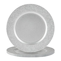 Argon Tableware - Hammered Charger Plates - 33cm - Silver - Pack of 6