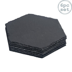 Argon Tableware - Hexagon Slate Placemats - 30 x 26cm - Pack of 6