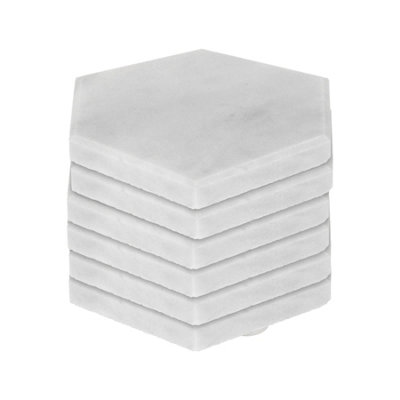 Argon Tableware Hexagonal Marble Coasters - 10cm - White - Pack of 6