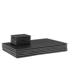 Argon Tableware - Linea Rectangle Slate Placemats & Coasters Set - 10cm - 12pc