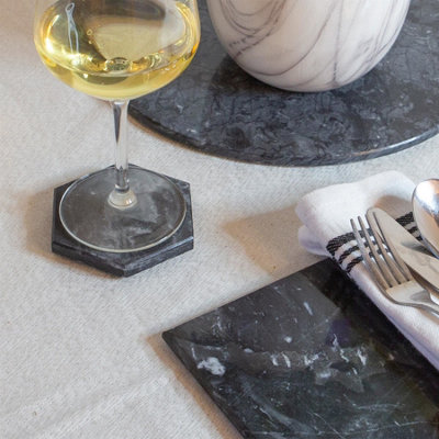Argon Tableware Marble Placemats - 30cm - Black - Set of 6 Round ...