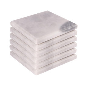 Argon Tableware - Marble Square Coasters - 10cm - White - Pack of 6