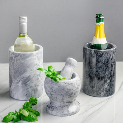 Argon Tableware - Marble Wine Bottle Cooler - 13cm - Black