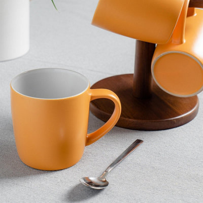 Argon Tableware - Matte Coloured Coffee Mugs - 350ml - Yellow - Pack of 6