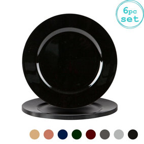 Argon Tableware - Metallic Charger Plates - 33cm - Black - Pack of 6