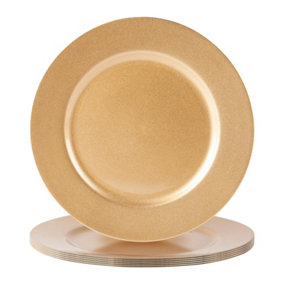 Argon Tableware - Metallic Charger Plates - 33cm - Gold - Pack of 6