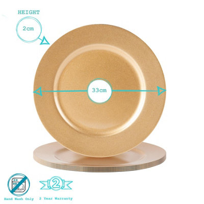 Argon Tableware - Metallic Charger Plates - 33cm - Gold - Pack of 6