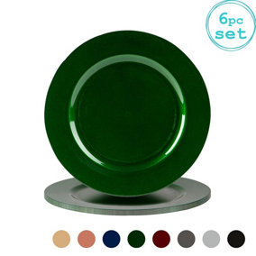 Argon Tableware - Metallic Charger Plates - 33cm - Green - Pack of 6