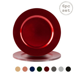 Argon Tableware - Metallic Charger Plates - 33cm - Red - Pack of 6