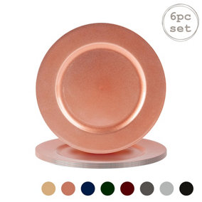 Argon Tableware - Metallic Charger Plates - 33cm - Rose Gold - Pack of 6