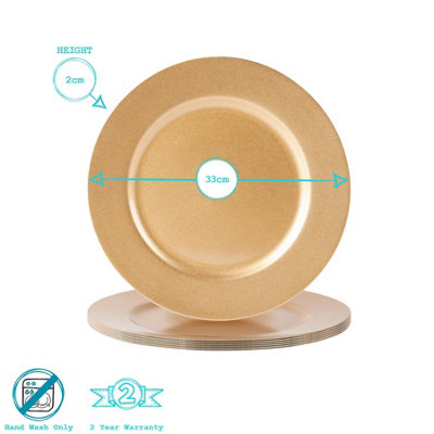 Argon Tableware - Metallic Charger Plates - 33cm - Rose Gold - Pack of 6