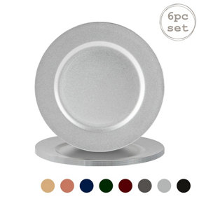 Argon Tableware - Metallic Charger Plates - 33cm - Silver - Pack of 6