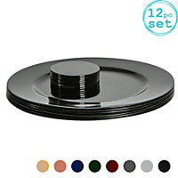 Argon Tableware - Metallic Charger Plates Set - 12pc - Black