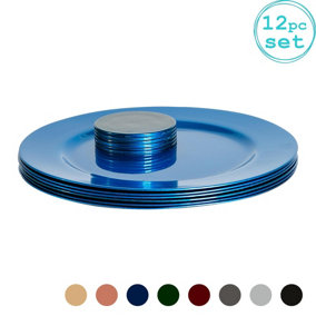 Argon Tableware - Metallic Charger Plates Set - 12pc - Blue