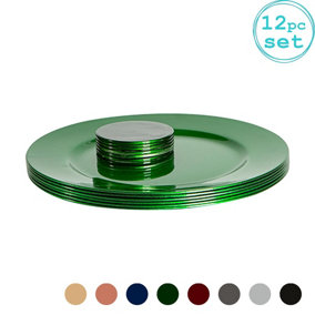 Argon Tableware - Metallic Charger Plates Set - 12pc - Green