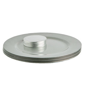 Argon Tableware - Metallic Charger Plates Set - 12pc - Silver