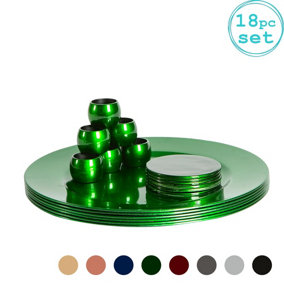 Argon Tableware - Metallic Charger Plates Set - 18pc - Green