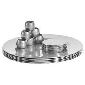Argon Tableware - Metallic Charger Plates Set - 18pc - Silver