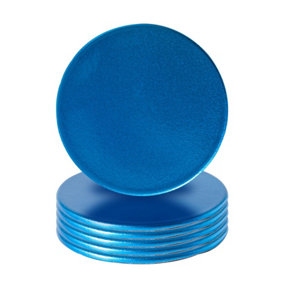 Argon Tableware - Metallic Coasters - 10cm - Blue - Pack of 6