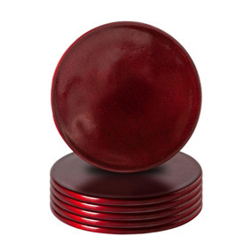 Argon Tableware - Metallic Coasters - 10cm - Dark Red - Pack of 6
