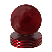 Argon Tableware - Metallic Coasters - 10cm - Red - Pack of 6