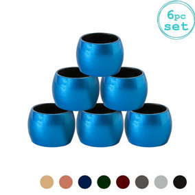 Argon Tableware - Metallic Napkin Rings - 4.5cm - Blue - Pack of 6