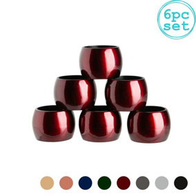 Argon Tableware - Metallic Napkin Rings - 4.5cm - Dark Red - Pack of 6