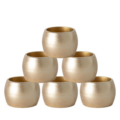 Argon Tableware - Metallic Napkin Rings - 4.5cm - Gold - Pack of 6