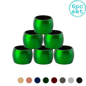 Argon Tableware - Metallic Napkin Rings - 4.5cm - Green - Pack of 6