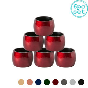 Argon Tableware - Metallic Napkin Rings - 4.5cm - Red - Pack of 6