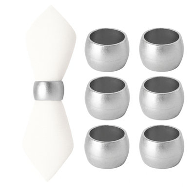 Argon Tableware Metallic Napkin Rings - 4.5cm - Silver - Pack of 6