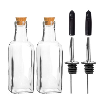 Argon Tableware - Olive Oil Pourer Bottles with Cork Lids - 170ml - Pack of 2