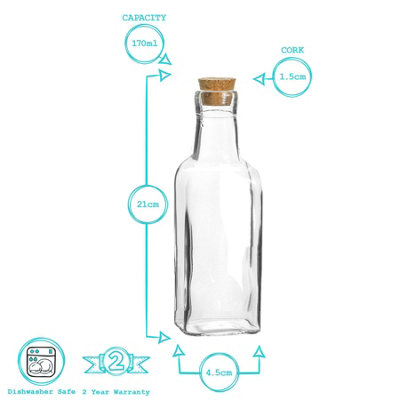 Argon Tableware - Olive Oil Pourer Bottles with Cork Lids - 170ml - Pack of 2 - 3