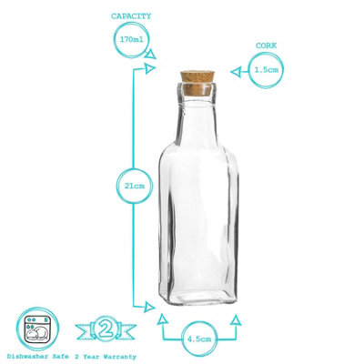 Argon Tableware - Olive Oil Pourer Bottles with Cork Lids - 170ml - Pack of 2