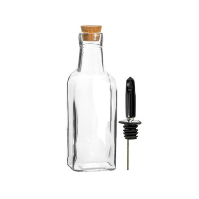 Argon Tableware - Olive Oil Pourer Bottles with Cork Lids - 170ml - Pack of 2 - 6
