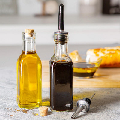 Argon Tableware - Olive Oil Pourer Bottles with Cork Lids - 170ml - Pack of 2 - 5