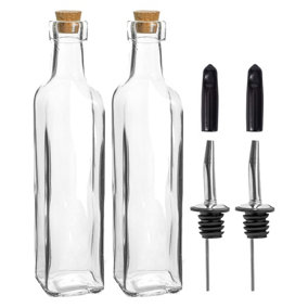 Argon Tableware - Olive Oil Pourer Bottles with Cork Lids - 250ml - Pack of 2