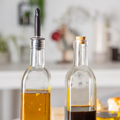 Argon Tableware - Olive Oil Pourer Bottles with Cork Lids - 500ml - Pack of 2 - 4
