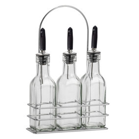 Argon Tableware - Olive Oil Pourer Bottles with Stand - 170ml - Pack of 3