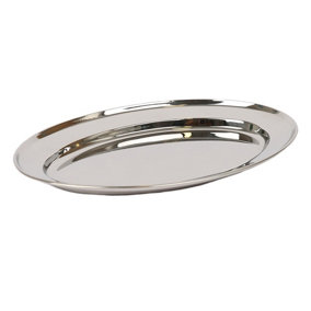 Argon Tableware Oval Stainless Steel Serving Platter - 30cm x 20.5cm