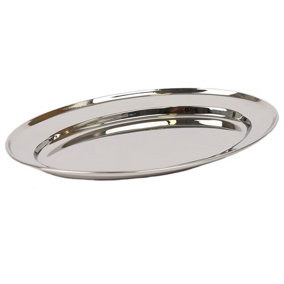Argon Tableware Oval Stainless Steel Serving Platter - 35cm x 24cm