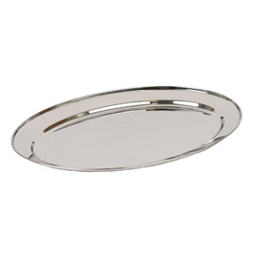 Argon Tableware Oval Stainless Steel Serving Platter - 50cm x 35cm