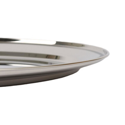 Argon Tableware Oval Stainless Steel Serving Platters - 50cm x 35cm - Pack of 3