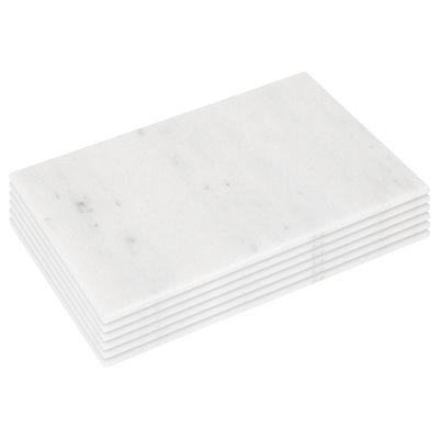 Argon Tableware Rectangle Marble Placemats - 30cm x 20cm - White - Pack of 6