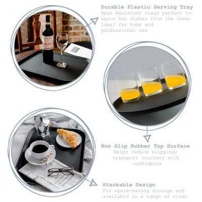 Argon Tableware Rectangular Non-Slip Serving Tray - 45 x 35cm - Black