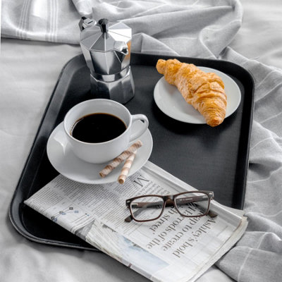 Argon Tableware Rectangular Non-Slip Serving Tray - 45 x 35cm - Black